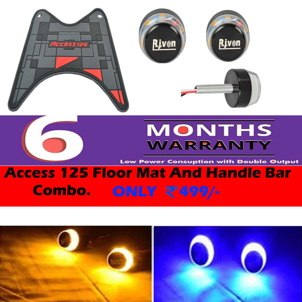 Premium SUZUKI ACCESS 125 cc Floor mat and handle bar LED