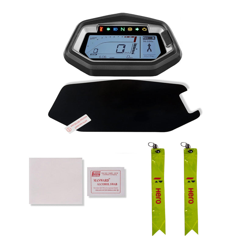 Bike Speedometer Screen Guard With Radium Type key Tag For