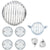 R.J.VON - Grill Combo Head Light,Indicator,Tail, Eyes Silver Set (Pack of 8 Pcs.)