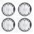 R.J.VON Grill CNC Headlight Projector Grill,Tail Light,Indicator,Eyes Light Grill Black/ Sliver (Pack Of 8 Pcs.)