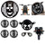 R.J.VON Grill Combo Set Headlight,Indicator,Tail Light, Eyes Grill Skull Face (Pack of 8 Pcs)