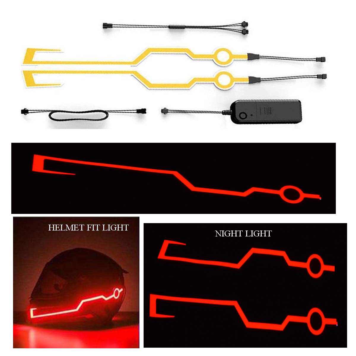 bike helmet led strip Motorcycle Helmet Light Strip, LED Light Motorcycle Helmet Kit Night Riding Signal Flashing Stripe Bar(Orange) – R J Express